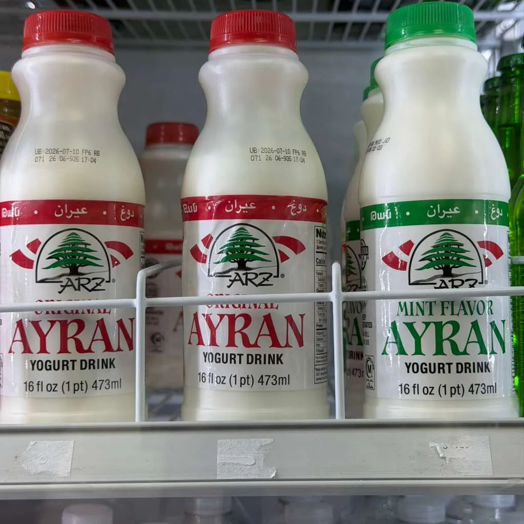 Ayran yogurt drinks chilled in the fridge