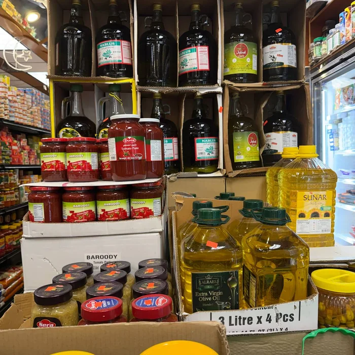 Olive oils, sunflower oil, and tomato paste