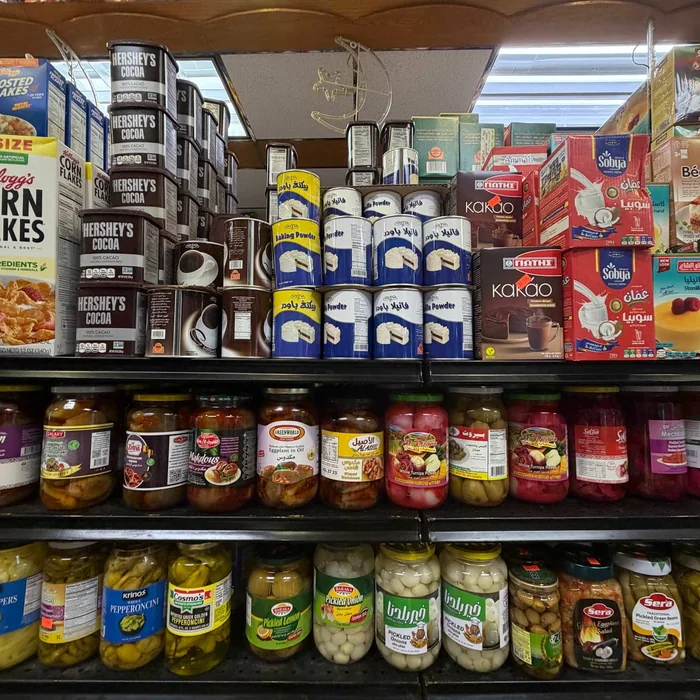 Pickled turnips, makdous, olives, and Mediterranean preserves