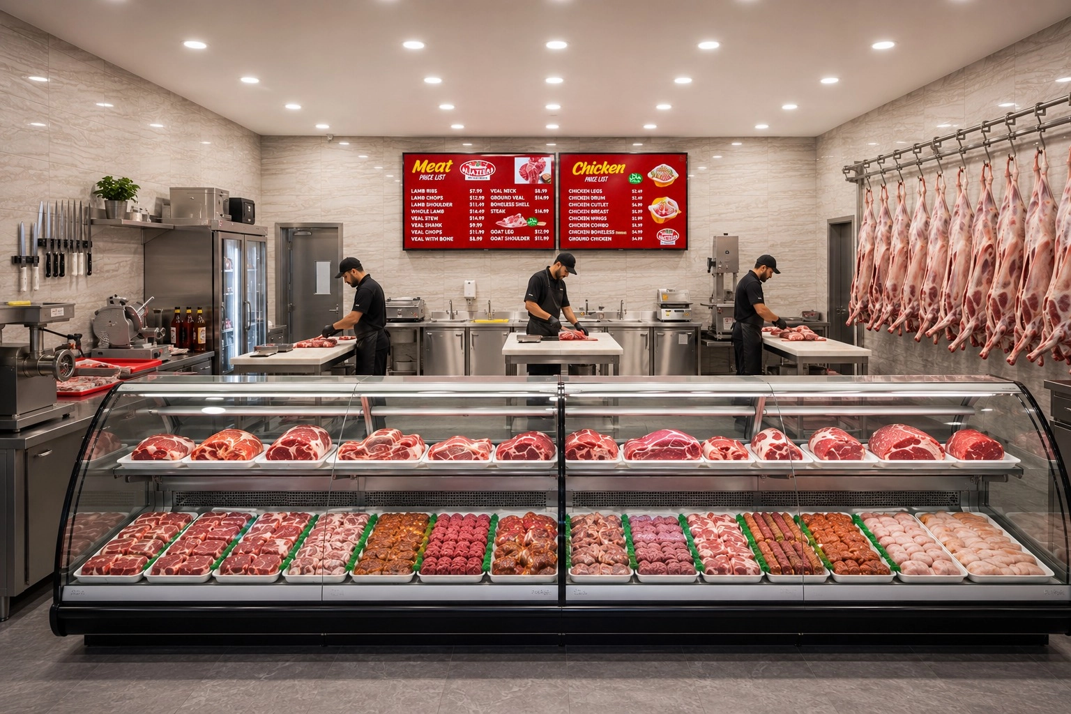 Halal meat counter
